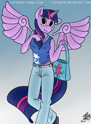 Size: 757x1024 | Tagged: safe, artist:tlatophat, twilight sparkle, anthro, g4, twilight sparkle (alicorn)