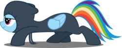 Size: 4624x1853 | Tagged: safe, artist:qwertycz, rainbow dash, pegasus, pony, g4, read it and weep, female, mare, simple background, sneaking, sneaking suit, solo, transparent background, vector