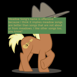 Size: 500x500 | Tagged: safe, meadow song, offensive ponies, g4, meta, text