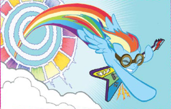 Size: 413x262 | Tagged: safe, artist:tony fleecs, idw, official comic, rainbow dash, pegasus, pony, g4, micro-series #2, my little pony micro-series, female, guitar, mare, musical instrument, sonic rainboom