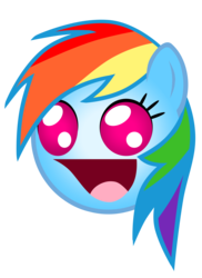 Size: 4000x5500 | Tagged: safe, rainbow dash, g4, bust, emoticon, happy, head only, no pupils, portrait, simple background, smiling, solo, transparent background