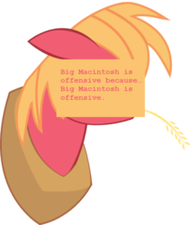 Size: 500x589 | Tagged: safe, big macintosh, offensive ponies, g4, meta, tautology, text