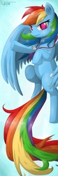 Size: 2362x7087 | Tagged: safe, artist:unnop64, rainbow dash, pony, g4, female, flying, frown, glare, looking at you, solo, spread wings, whistle