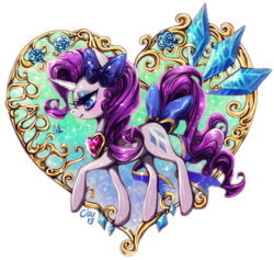 Size: 983x930 | Tagged: safe, artist:cizu, rarity, pony, g4, bow, crystal, female, fire ruby, solo, tail bow