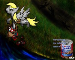 Size: 999x799 | Tagged: safe, artist:deliriouscat, derpy hooves, pegasus, pony, g4, dayz, dinty moore, female, herpy dooves, mare, muffin