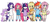 Size: 1024x453 | Tagged: safe, artist:chibiforte101, applejack, fluttershy, pinkie pie, rainbow dash, rarity, sweetie belle, twilight sparkle, human, g4, chibi, clothes, dress, eared humanization, horn, horned humanization, humanized, mane six, tailed humanization, winged humanization