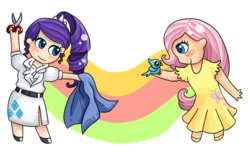 Size: 928x568 | Tagged: safe, artist:amphany, fluttershy, rarity, human, g4, clothes, duo, duo female, female, humanized, simple background, transparent background