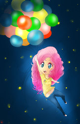 Size: 719x1111 | Tagged: safe, artist:mylittlerennie, pinkie pie, human, g4, balloon, female, humanized, solo, then watch her balloons lift her up to the sky