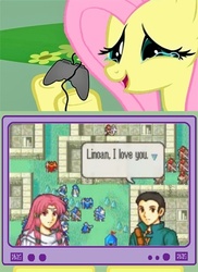 Size: 400x548 | Tagged: safe, fluttershy, g4, awkward, exploitable meme, fire emblem, fluttercry, hack, heartwarming, linoan, raven (fire emblem), tv meme