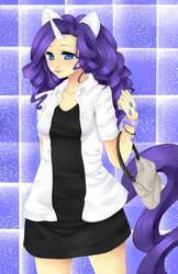 Size: 719x1111 | Tagged: safe, artist:amethystheart14, rarity, human, g4, eared humanization, female, horn, horned humanization, humanized, solo, tailed humanization