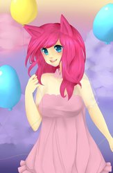 Size: 722x1107 | Tagged: safe, artist:amethystheart14, pinkie pie, human, g4, balloon, eared humanization, female, humanized, solo