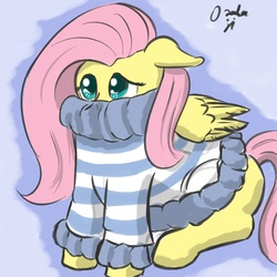 Size: 1000x1000 | Tagged: safe, artist:osakaoji, fluttershy, pony, g4, bottomless, clothes, female, partial nudity, solo, sweater, sweatershy