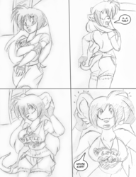 Size: 700x913 | Tagged: safe, artist:akuoreo, oc, oc only, oc:natalia, human, mouse, anthro, barely pony related, breasts, brony, comic, dialogue, human to anthro, male to female, mouse ears, my little pony logo, rule 63, shity, speech bubble, tail, transformation, transgender transformation