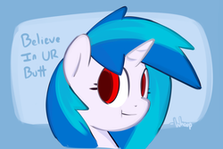 Size: 975x650 | Tagged: safe, artist:whoop, dj pon-3, vinyl scratch, pony, g4, :t, female, portrait, solo