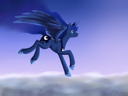 Size: 1600x1200 | Tagged: safe, artist:kaer-morhen, princess luna, pony, g4, female, flying, solo