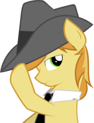 Size: 1269x1663 | Tagged: safe, artist:hun-u, braeburn, earth pony, pony, g4, hat, male, necktie, portrait, simple background, solo, transparent background