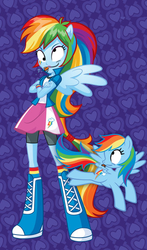 Size: 332x565 | Tagged: safe, edit, rainbow dash, anthro, equestria girls, g4, boots, clothes, derp, ponied up, rainbow derp, raspberry, shoes, socks, stock vector, tongue out