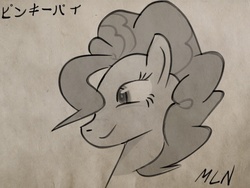 Size: 2048x1536 | Tagged: safe, artist:mylittleninja, pinkie pie, g4, ink, japanese, katakana