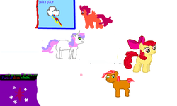 Size: 801x481 | Tagged: safe, apple bloom, babs seed, scootaloo, sweetie belle, g4, cutie mark crusaders, ms paint