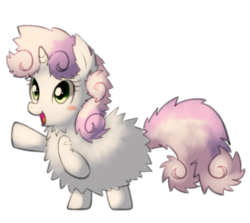 Size: 1321x1177 | Tagged: safe, artist:maren, sweetie belle, pony, unicorn, g4, female, filly, fluffy, foal, simple background, solo, transparent background
