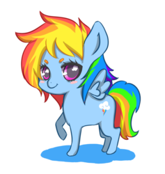 Size: 600x634 | Tagged: safe, artist:llamaorama, rainbow dash, pegasus, pony, g4, female, mare, simple background, smiling, solo