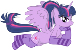 Size: 3620x2404 | Tagged: safe, artist:zuko42, twilight sparkle, alicorn, pony, g4, alternate hairstyle, backwards cutie mark, clothes, female, high ponytail, mare, ponytail, simple background, socks, solo, spread wings, striped socks, transparent background, twilight sparkle (alicorn), vector, wings