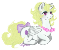 Size: 468x397 | Tagged: safe, artist:puddyrama, baby surprise, surprise, alicorn, pony, g1, female, lying down, mare, princess surprise, simple background, solo, surprisicorn, transparent background