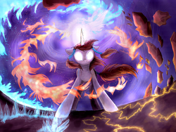 Size: 1024x768 | Tagged: safe, artist:namiwami, glowing eyes, korra, ponified