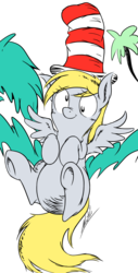 Size: 1098x2154 | Tagged: safe, artist:natsu714, derpy hooves, pegasus, pony, g4, dr. seuss, female, hat, male, mare, style emulation, the cat in the hat