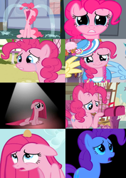 Size: 745x1053 | Tagged: safe, edit, edited screencap, screencap, fluttershy, pinkie pie, rainbow dash, earth pony, pony, a friend in deed, baby cakes, g4, magical mystery cure, party of one, too many pinkie pies, wonderbolts academy, a sad pinkie pie collage, about to cry, collage, cropped, crying, hilarious in hindsight, mailbox, messy mane, ocular gushers, pinkamena diane pie, sad, solo focus, tears of joy, teary eyes, wavy mouth
