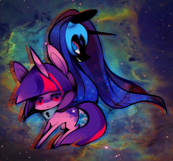 Size: 830x771 | Tagged: artist needed, safe, nightmare moon, twilight sparkle, g4