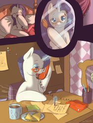 Size: 1200x1600 | Tagged: safe, artist:wolfiedrawie, rarity, pony, unicorn, g4, coffee, comic, food, glasses, phone, sandwich