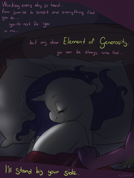 Size: 1200x1600 | Tagged: safe, artist:wolfiedrawie, rarity, spike, g4, bed, comic, element of generosity, female, male, older, ship:sparity, shipping, sleeping, straight