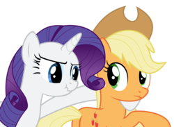 Size: 5142x3757 | Tagged: safe, artist:crazypon3, applejack, rarity, earth pony, pony, unicorn, g4, absurd resolution, female, lesbian, mare, scrunchy face, ship:rarijack, shipping, simple background, transparent background, vector