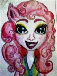 Size: 666x886 | Tagged: safe, pinkie pie, equestria girls, g4, female, ponied up, solo, traditional art