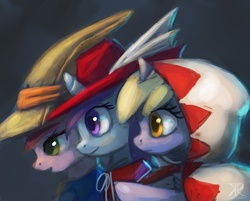 Size: 754x606 | Tagged: safe, artist:grissaecrim, dinky hooves, liza doolots, petunia, ruby pinch, tootsie flute, pony, unicorn, g4, black mage, costume, crossover, filly, final fantasy, mage, parody, ponified, red mage, white mage