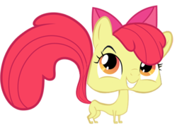 Size: 506x378 | Tagged: safe, artist:applebeans, apple bloom, skunk, g4, crossover, female, grin, littlest pet shop, looking up, pepper clark, simple background, smiling, solo, species swap, transparent background, wat