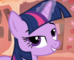 Size: 406x329 | Tagged: safe, screencap, twilight sparkle, g4, cropped, eyes open, magic, magic aura, reaction image, solo