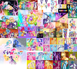 Size: 1024x914 | Tagged: safe, artist:rainbowdashed344, angel bunny, applejack, derpy hooves, fluttershy, gummy, opalescence, pinkie pie, princess celestia, princess luna, rainbow dash, rarity, spike, twilight sparkle, winona, g4, collage, crystallized, elements of harmony, filly, humanized, mane six, princess, twilight sparkle (alicorn)