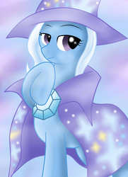 Size: 1878x2592 | Tagged: safe, artist:pikashoe90, trixie, pony, unicorn, g4, female, mare, raised hoof, smiling, solo