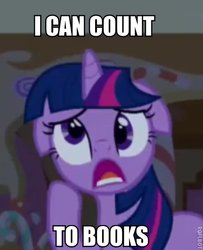 Size: 431x531 | Tagged: safe, edit, edited screencap, screencap, twilight sparkle, g4, all caps, cropped, d:, derp, english, image macro, open mouth, solo, text