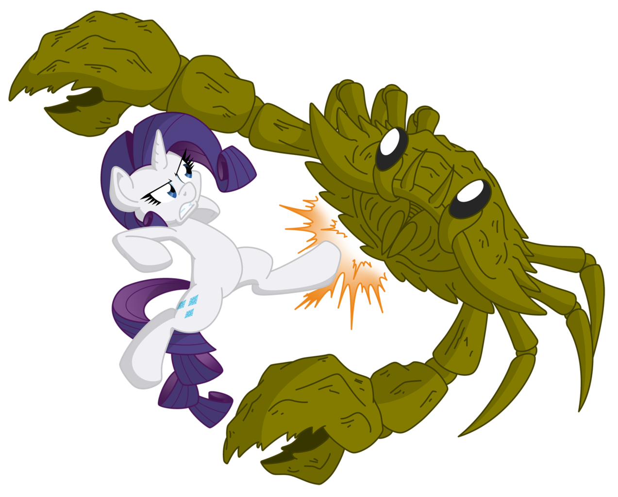 Mlp Rarity Fighting #267917 - safe, artist:dfectivedvice, artist:xhazxmatx, rarity, crab ...
