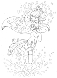 Size: 730x1000 | Tagged: safe, artist:tinuleaf, trixie, g4, magic, monochrome