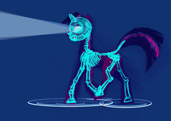 Size: 1403x992 | Tagged: safe, artist:kiriall, twilight sparkle, g4, glowing eyes, skeleton, x-ray, x-ray picture