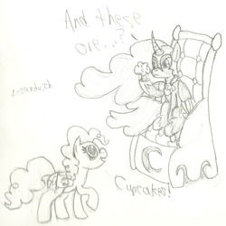 Size: 1238x1238 | Tagged: safe, artist:zesandvich, nightmare moon, pinkie pie, g4, 30 minute art challenge