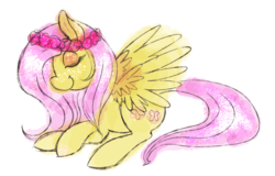 Size: 1086x696 | Tagged: safe, artist:ponycide, fluttershy, pony, g4, female, flower, headband, solo