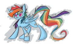 Size: 900x547 | Tagged: safe, artist:cider, rainbow dash, pony, g4, bandage, female, solo