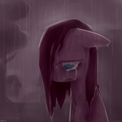 Size: 2000x2000 | Tagged: safe, artist:ifthemainecoon, pinkie pie, g4, crying, pinkamena diane pie, rain