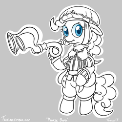 Size: 1000x1000 | Tagged: safe, artist:tehflah, pinkie pie, earth pony, pony, g4, 30 minute art challenge, bard, bipedal, costume, final fantasy, flugelhorn