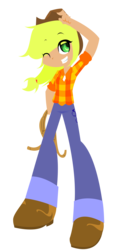 Size: 1625x3266 | Tagged: safe, artist:shinydisorder, applejack, human, g4, female, humanized, simple background, skinny, solo, thin